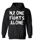No One Fights Alone  Breast Cancer Awareness Hooded Sweatshirt Hoodie