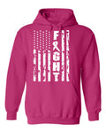 Kropsis Fight Flag Breast Cancer Awareness Hooded Sweatshirt Hoodie