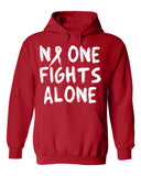 No One Fights Alone  Breast Cancer Awareness Hooded Sweatshirt Hoodie